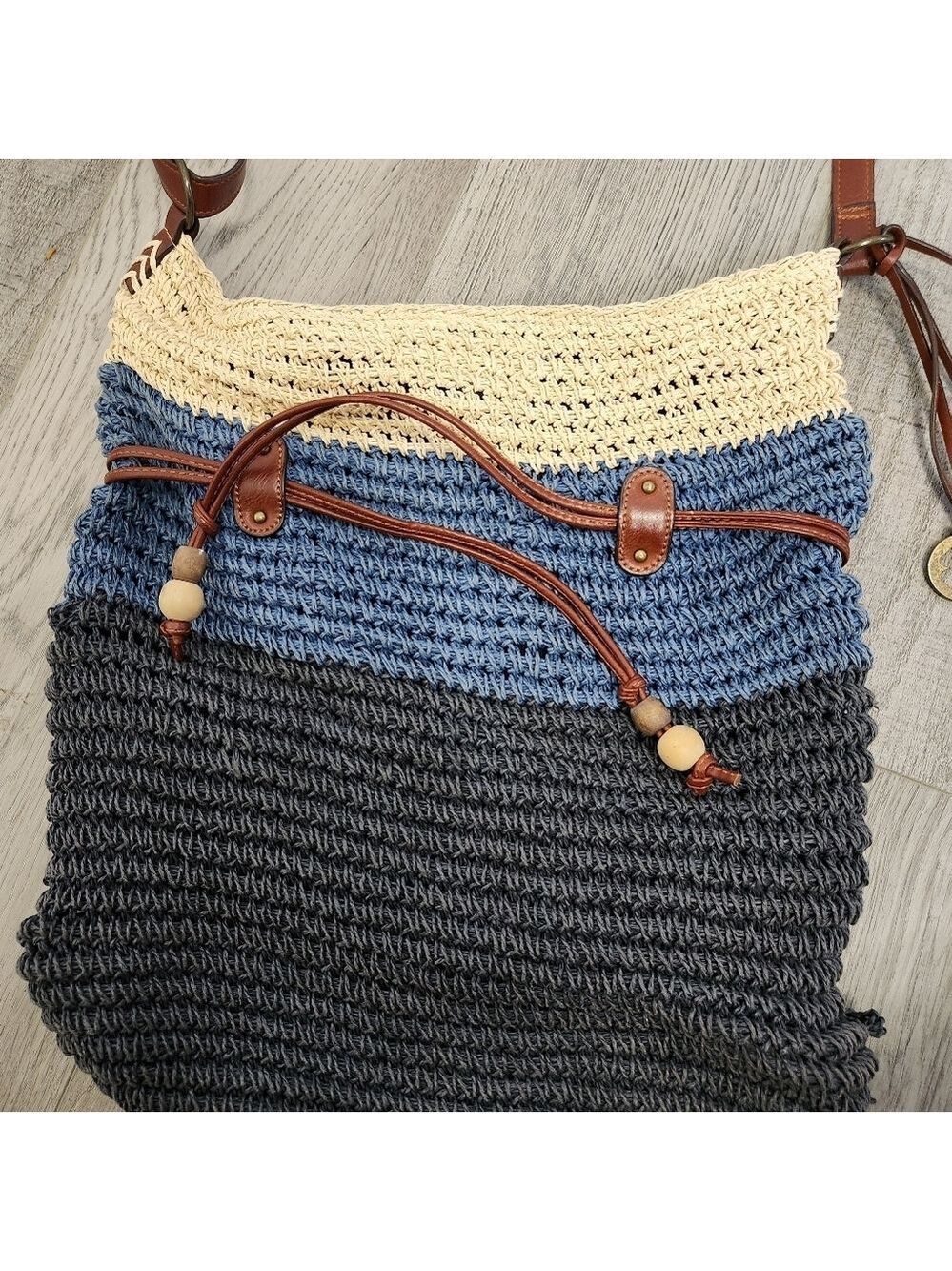 Lucky Brand Horizontal Stripe Paper Beach Tote Bag - Picture 4 of 16